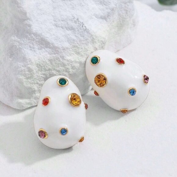 Rhinestone Decor Stud Earrings - Picture 1 of 3